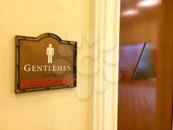 men restroom gentlemen public bathroom sign pictogram male figure on wood