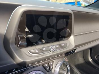Media music radio mp3 control center in auto car dashboard camaro