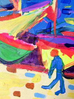 Childrens painting colorful depression abstract modern background brush strokes