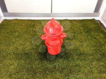 Dog restroom fake grass with fire hydrant in airport