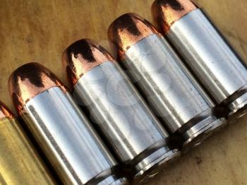Bullets 40 .40 caliber smith and wesson speer steel for handgun firearm close up