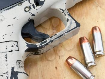 Unique Glock handgun firearm pistol with bullets from US Marine
