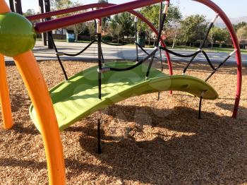 New modern recycled slide Playground equipment green plastic at park school