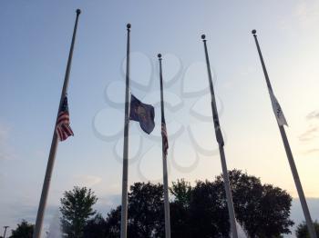 Fags at half staff in america mourning respect