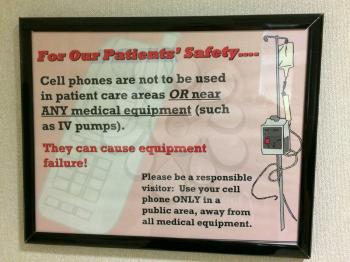 hospital cell phone warning sign no use mobile near equipment