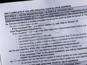 Voters registration form on american dmv california paper