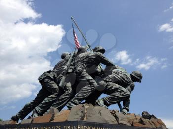 Iwo Jima Marine victory flag statue Arlington VA Washington DC with clouds