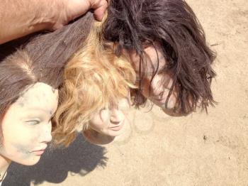 Zombie movie props Female mannequin plastic fake toy heads with hair