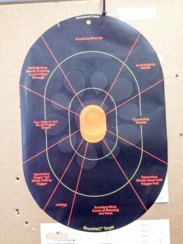 Firearms self defense training targets with bullseye outdoor shooting range