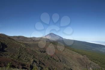 Teide volcano with the clear blu sky on the background