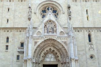 Zagreb, Croatia - 24 February 2019: Zagreb Cathedral entrance portal