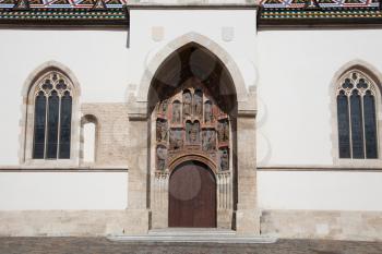 Zagreb, Croatia - 24 February 2019: St. Mark's Church portal