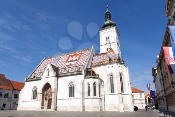 Zagreb, Croatia - 24 February 2019: St. Mark's Church