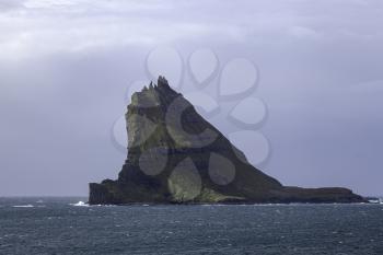 Close-up view of Tindholmur island, Faroe, Denamrk