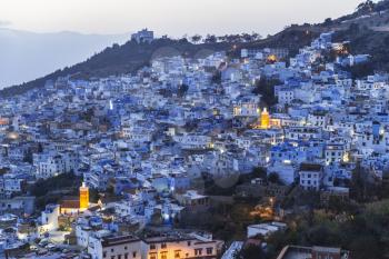 Chefchaouen panoramic view at sunset