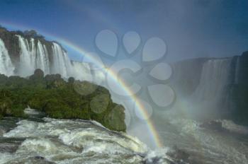 Iguazu Falls with double iris on the border of Brazil and Argentina