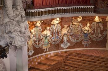 Statues of muses decorating the stage of palau de la musica in Barcelona