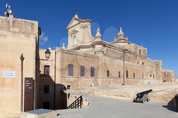Victoria, Malta - 7 January 2020: Cittadella and bell tower during the day