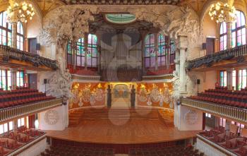 Concert Hall inside Palau de la musica catalana in Barcelona, designed by Domenech de Montaner