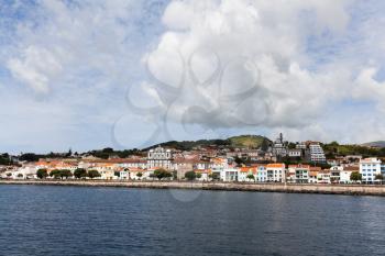 Horta, Faial, Azores, Portugal - 14 July 2019: approaching the town from ferry