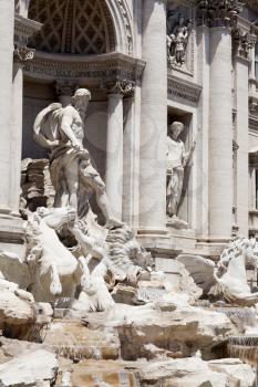Statue of Oceanus in Trevi Fountain Rome, Italy.