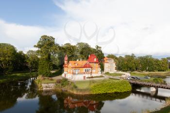 Kuressaare, Saaremaa, Estonia - 09 August 2019: wooden villa on Lossi street 16