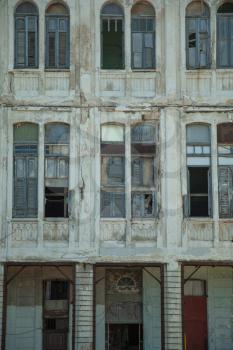 Havana, Cuba - 8 February 2015: decadent building on Malecon