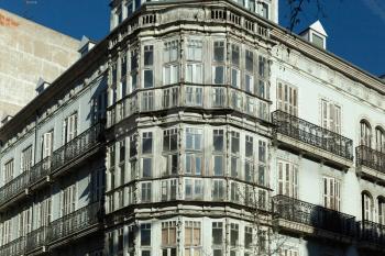 Valladolid, Spain - 10 December 2018: Typical architecture of Northern Spain, Calle Miguel iscar 17