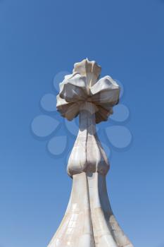 Barcelona, Spain - 30 July 2020: Cross on the top of Roof of Casa Batllo