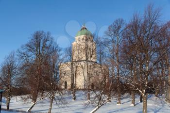 Suomenlinna, Helsinki, Finland - 20 January 2019: Suomenlinna Church in winter