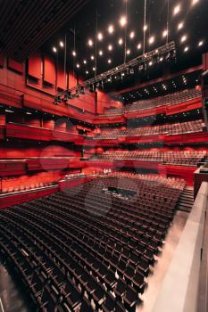 Reykjavik, Iceland - 17 June 2014: Eldborg concert hall interior inside Harpa