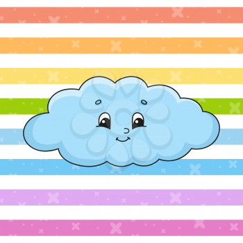 Funny cloud. Colorful vector illustration. Cartoon style. Isolated on color background. Design element. Template for your design.