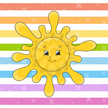 Cute sun. Colorful vector illustration. Cartoon style. Isolated on color background. Design element. Template for your design.