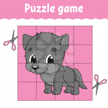 Puzzle game for kids. Education developing worksheet. Learning game for children. Color activity page. For toddler. Riddle for preschool. Isolated vector illustration in cartoon style.