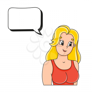 Speech bubble of different shape. With a cute cartoon character. Hand drawn. Thinking balloons. Vector illustration isolated on white background. Comic doodle style.
