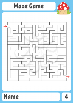 Square maze. Game for kids. Puzzle for children. Labyrinth conundrum. Color vector illustration. Find the right path. The development of logical and spatial thinking.