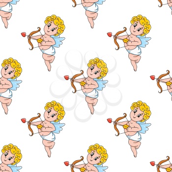 Colored seamless pattern. Cartoon style. Hand drawn. Vector illustration isolated on white background.