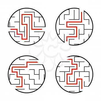 A set of mazes. Game for kids. Puzzle for children. Labyrinth conundrum. Vector illustration