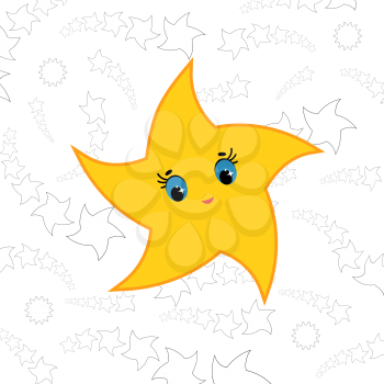 Yellow cartoon star. Simple flat vector illustration