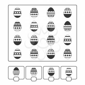 Counting game for preschool children for the development of mathematical abilities. How much. Easter eggs. With a place to write answers. Simple flat isolated vector illustration