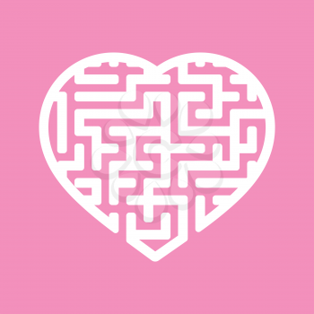 Labyrinth heart. A simple flat vector illustration isolated on a pink background