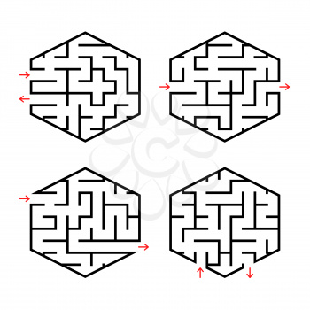A set of abstract labyrinths for children. Simple flat vector illustration isolated on white background