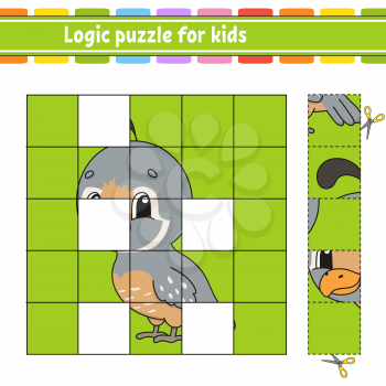 Logic puzzle for kids. Quail bird. Education developing worksheet. Learning game for children. Activity page. Simple flat isolated vector illustration in cute cartoon style.