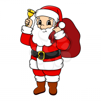 Santa Claus. Cute character. Colorful vector illustration. Cartoon style. Isolated on white background. Design element. Template for your design, books, stickers, cards, posters, clothes.