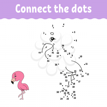 Dot to dot. Draw a line. Handwriting practice. Learning numbers for kids. Education developing worksheet. Activity coloring page. Game for toddler. Isolated vector illustration. Cartoon style.