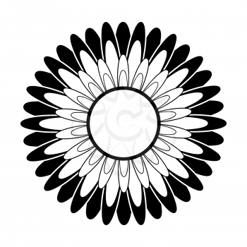 Black and white silhouette of a flower in an abstract style