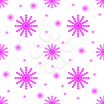 Seamless pattern from pink snowflakes on a white background
