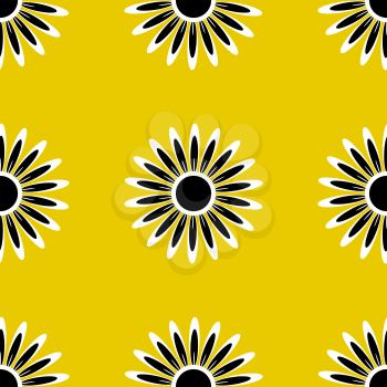 Seamless pattern of abstract colors of white and black on a yellow background