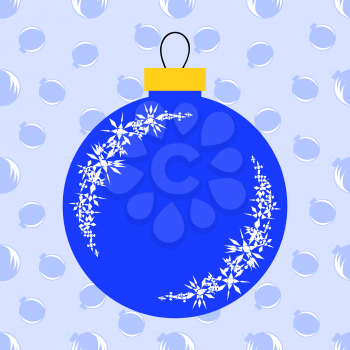 Flat insulated blue Christmas toy in the form of balls on a light background . Simple design for processing.