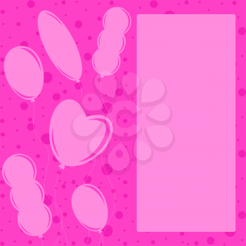Flat monochromatic silhouettes of balloons on a pink background. Suitable for greeting card.
